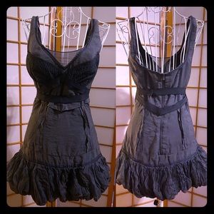 BCBG MAXAZRIA Runway, Gray Bustier Ruffle Dress